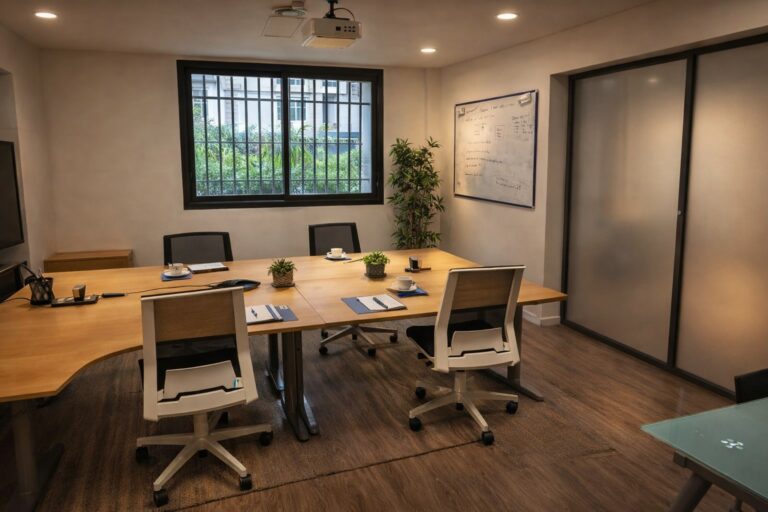 Salle de réunion à Grenoble Bouchayer-Viallet chez Lab7 coworking, salle équipée pour réunions, formations et projets techniques